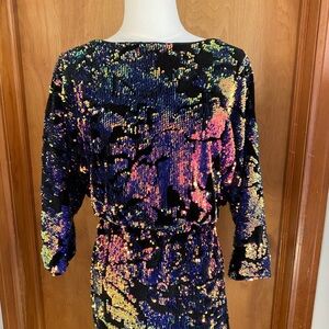 Sequin Multicolor Open Back Dress